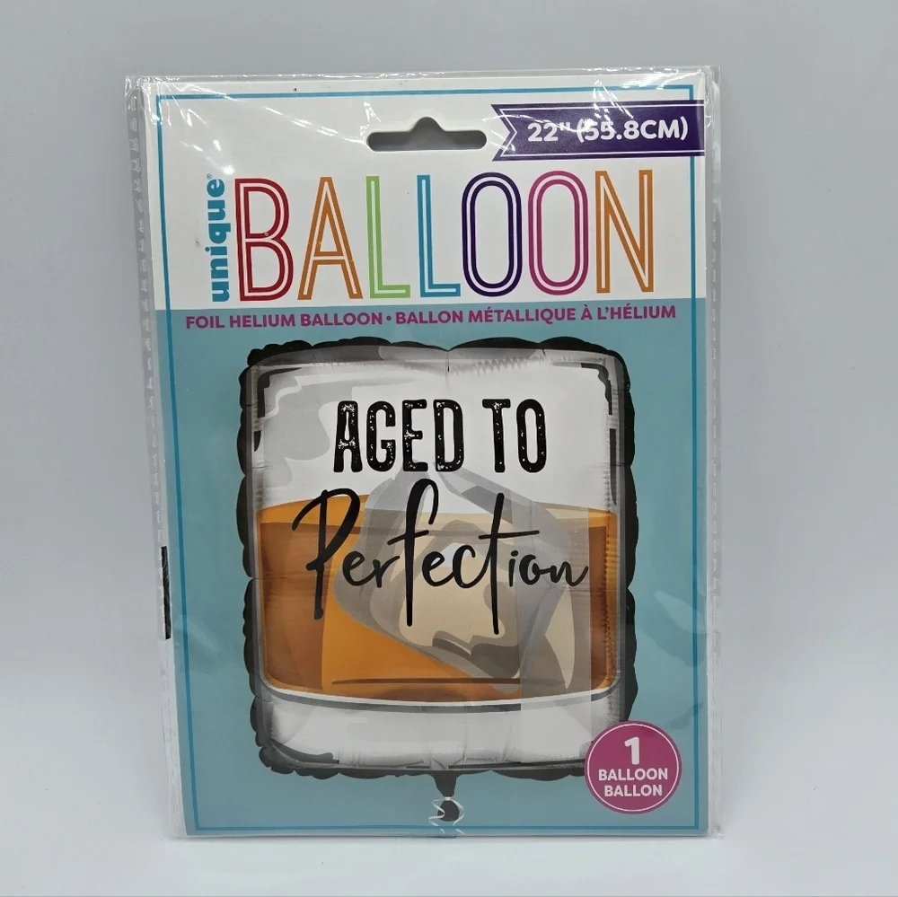 Unique Aged to Perfection Whiskey Glass Foil Balloon